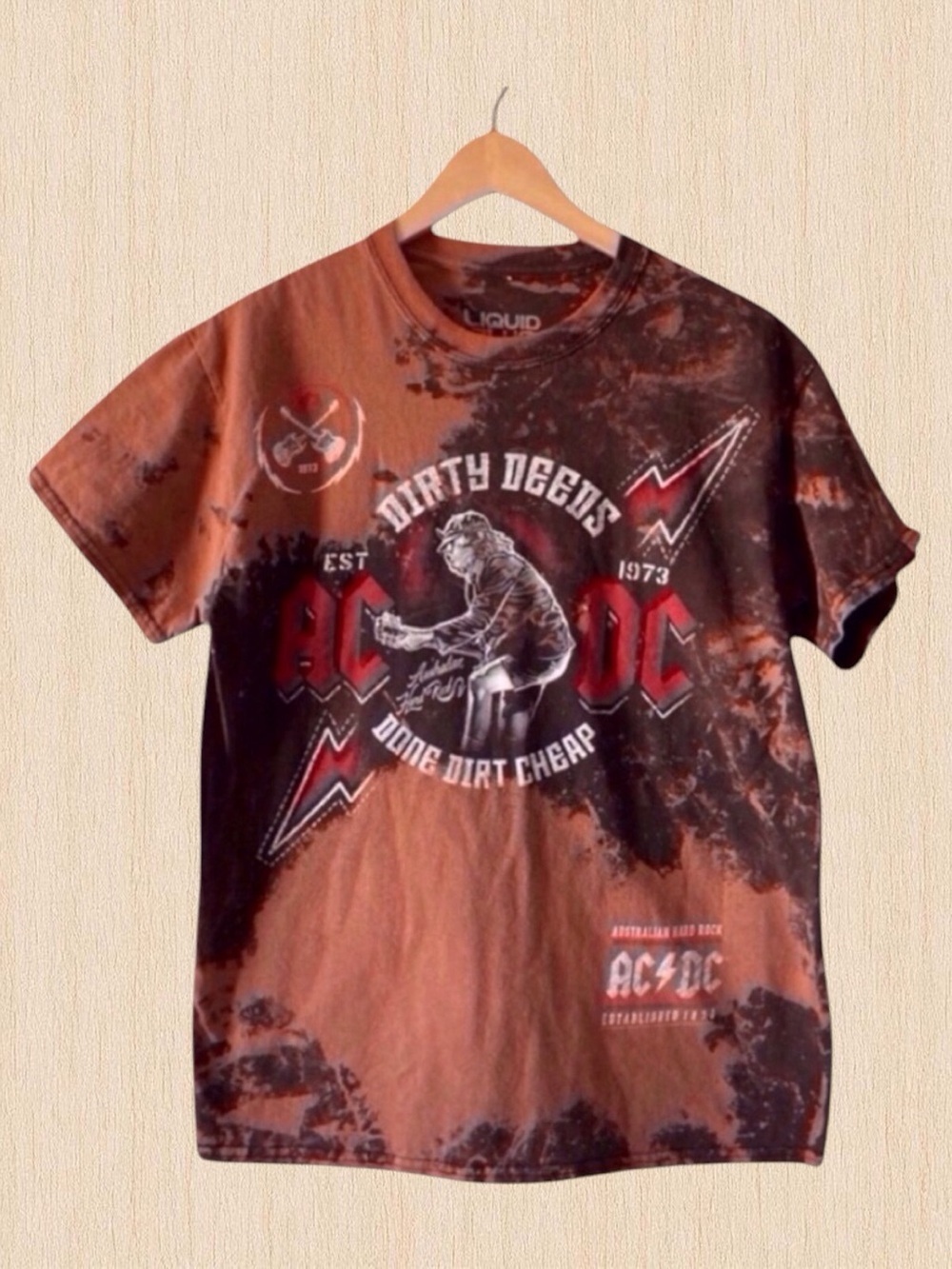 AC/DC Dirty Deeds Graphic Tee | Handmade Tie-Dye | Grunge Rock Aesthetic